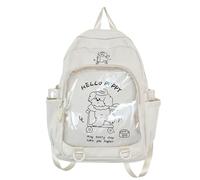 Zaino da donna trasparente Itabag con tasca trasparente anime giapponesi pin display zaino studente scuola zaino Otaku Culture Daypack, bianco