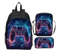 Zaino da Gioco Personalizzato Set per Ragazzi 6-14: Borsa per la Scuola In 3 Pezzi Impermeabili con Scatola da Pranzo e Custodia a Matita, Grande Capacità di Grande Capacità G