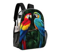 Zaino da giorno/borsa a tracolla grande con stampa di pappagallo verde trasparente, ideale per uomo e donna, con spallacci imbottiti, perfetto per arrampicata, viaggi, passeggiate e ciclismo.