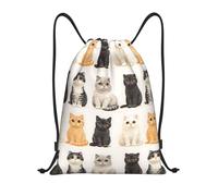 Zaino da Palestra Coulisse Cute Scottish Fold Cats Print Regolabili Borsa con Coulisse Resistente Sacca da Palestra per Nuoto Sport All'Aperto 39X46Cm