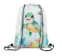 Zaino da Palestra Cute Sea Turtle Underwater World Spazioso Borsa con Cordoncino Impermeabile Borsa da Palestra Sportiva per Uomo Scuola Calcio 39X46Cm