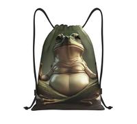Zaino da Palestra Funny Yoga Frog Moda Borsa con Cordoncino Leggero Sportiva Gym Sack per Calcio Scuola Sport 39X46Cm
