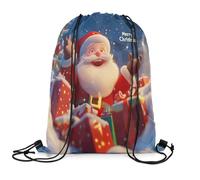 Zaino da Palestra Merry Christmas Snowflake Cute Santa Claus Christmas Ornaments Multifunzionale Borsa con Coulisse Unisex Borsa da Palestra Sportiva per Scuola Studenti Viaggio 39X46Cm