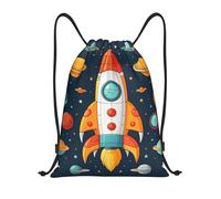 Zaino da Palestra Rocket Clipart Space Ship Spazioso Borsa con Cordoncino Regolabili Sacca Zainetto per Studenti Donna Spiaggia 39X46Cm