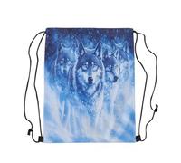 Zaino da Palestra Winter Wolf Wolves Howling Animal Mountain Moon Multifunzionale Borsa con Cordoncino Impermeabile Sacca Sportiva per Vacanze Donna Nuoto 39X46Cm