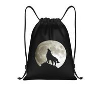 Zaino da Palestra Wolf Howling At The Moon Resistente Borsa da Ginnastica Leggero Sportiva Gym Sack per Spiaggia Uomo Viaggio 39X46Cm