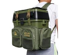 Zaino da pesca in nylon resistente con scatola per attrezzatura da pesca, zaino impermeabile con cuscino portatile per il sedile del pescatore, borsa per attrezzi da uomo di grande capacità (B)