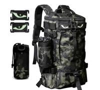 Zaino da Pesca Tattico con Passanti MOLLE e Supporti Laterali for Canne | Scomparto 45 x 23 x 16 cm, 6 Anelli D, Tasche Nascoste e Diverse Modalità di Trasporto(NB)