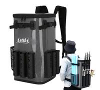 Zaino da pesca, zaino da 49 litri con porta canna, zaino impermeabile per attrezzatura da pesca con serbatoio d'acqua, borsa da pesca di grande capacità, da uomo, Nero , Refer to description, Unisex