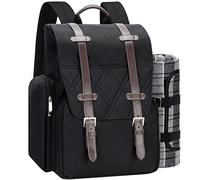Zaino da picnic per 4 persone con grande borsa termica isolata, cestino da picnic con sacchetto di vino, coperta da picnic impermeabile e set di posate. Perfetto per spiaggia, festa, regalo di nozze
