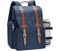 Zaino da picnic per 4 persone con grande borsa termica termica, set cestino da picnic con borsa per vino, coperta da picnic impermeabile e set di posate. Perfetto per campeggio, feste, regalo di nozze