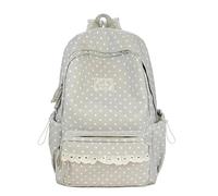 Zaino da scuola alla moda con motivo a pois grandi capacità, morbido ed elegante con scomparti e ciondolo, zainetto carino per viaggi, trasporto per adolescenti, college, elementari e medie