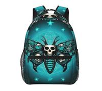 Zaino da scuola Casuale Zaini Scuola Elementare Goth Moth Dead Skull Moon Lavabile Zaino per Bambini per Bambini Viaggio Scuola Materna 29X40cm