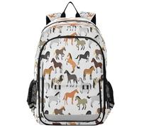 Zaino da scuola con simpatico cavallo, zaino leggero per computer portatile, zaino da viaggio per studenti, con strisce riflettenti, Multi