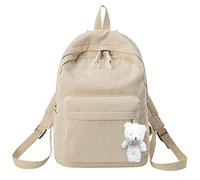 Zaino da scuola in velluto a coste per ragazze e ragazzi, leggero ed estetico, per scuola superiore e università, zaino da viaggio retrò a righe per laptop da 14", zaino casual per adolescenti, blu