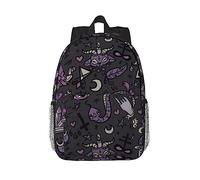 Zaino da scuola leggero, viola nero gotico spettrale, resistente all'acqua, zaino per laptop universitario per uomini e donne, borsa per libri per scuola media per ragazzi e ragazze, Nero , Taglia