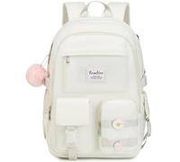 Zaino da scuola per ragazze adolescenti, zaino per laptop da 15,6 pollici, borsa per libri per studenti delle scuole medie universitarie, carino borsa da scuola per donne (Beige, Fits 15.6in PC)