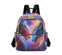 Zaino da scuola per ragazze e donne, adolescenti, università, scuola superiore, casual, mini piccolo zaino per libri, zaino S Due draghi uno di fronte all'altro, Due draghi uno di fronte all'altro, M
