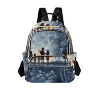 Zaino da scuola per ragazze e donne, per adolescenti, università, liceo, casual, piccolo, piccolo, borsa per libri, zaino S Una serie di fiocchi di neve a forma di stella che cadono dal cielo