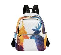 Zaino da scuola per ragazze e donne, per adolescenti, università, liceo, casual, piccolo, piccolo, piccolo, borsa per libri, zaino S un lupo con una fiamma di colore un cervo con un colore nebulosa