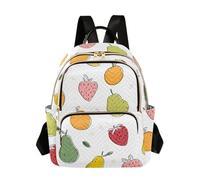 Zaino da scuola per ragazze e donne, per adolescenti, università, scuola superiore, casual, piccolo, piccolo, borsa per libri, zaino da giorno, S, fragola, pera, arancione, motivo, Motivo Fragola Pera