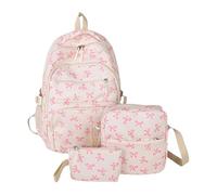 Zaino da scuola per ragazze, zaini da scolaro vintage con motivo a farfalla, zaino per computer portatile,con borsa a tracolla e portafoglio,belle borse da s per adolescenti, Rosa, Se