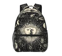 Zaino da scuola Portatile Borse da Scuola Vintage Sun And Moon Star Facile da pulire Zaino per Bambini per Esterni Uso giornaliero Campeggio 29X40cm