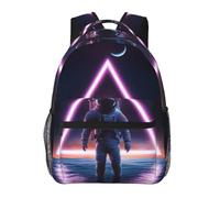 Zaino da scuola Stampa Zaini Scuola Elementare Trippy Space Moon Astronaut Art Classico Zaino per Bambino per Bambini Donna Uso giornaliero 29X40cm