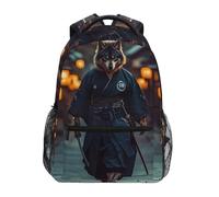 Zaino Da Scuola Wolf Samurai Japanese Backpack Per Outdoor | Zainetto leggero zaini Unisex Daypack Per Outdoor Computer Office
