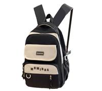 Zaino Da Studente Con Impiombatura In Colore A Contrasto Alla Con Cinghie Regolabili Per La Scuola E L'uso Casual In Nylon Borsa Per Libri Casual