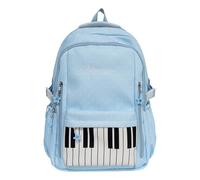 Zaino da trekking per bambini con stampa pianoforte a pois con cerniera Zaino musicale con ciondolo leggero per bambini Ragazze Ragazzi Adolescenti (la borsa viene piegata) (Blu)