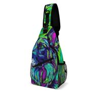 Zaino da uomo piccolo, borsa a tracolla, borsa da viaggio e da trekking alla moda, modello Tie Dye, colore: verde cane pastore