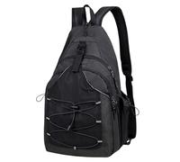 Zaino da viaggio a tracolla, scomparti versatili, organizer elegante e compatto, design leggero e sportivo, per escursionismo, corsa, arrampicata, campeggio, palestra, feste, 26 x 16 x 44 cm, Nero