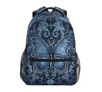 Zaino Da Viaggio Blue Butterfly Zainetto Vintage Backpack Unisex Borsone Per Office Campeggio Lavoro 29X40CM