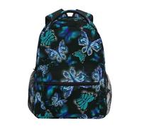 Zaino Da Viaggio Blue Flower Butterfly Pattern Zainetto Uso Quotidiano Backpack Vintage Borsone Per Campeggio Lavoro Office 29X40CM