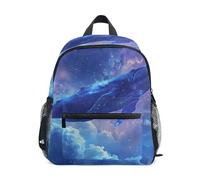 Zaino Da Viaggio Blue Whale In The Night Zainetto Classico Backpack Durevole Borsone Per Office Lavoro Uso Quotidiano