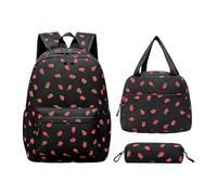 Zaino da viaggio - Bookbag con stampa di fragole con astuccio per il pranzo | Zaino da viaggio leggero in velluto a coste per gli studenti 'aeroplano che fanno escursioni giornaliere per laptop al co