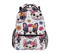 Zaino Da Viaggio Cartoon French Bulldog Dog Zainetto Uso Quotidiano Borsone Classico Backpack Per Office Lavoro College 29X40CM