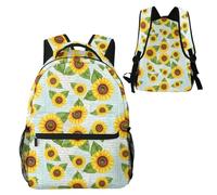 Zaino da viaggio casual con girasoli vintage, multitasche e resistente all'acqua.
