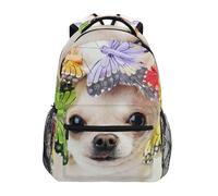 Zaino Da Viaggio Chihuahua Dog Butterfly Zainetto Unisex Backpack Classico Borsone Per Office Campeggio College 29X40CM