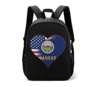 Zaino da viaggio con bandiera dello Stato del Kansas degli Stati Uniti e cuore, casual, divertente, per tutti i giorni, borsa a tracolla da viaggio per donne e uomini