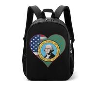 Zaino da viaggio con bandiera dello Stato di Washington degli Stati Uniti e cuore, casual, divertente, per tutti i giorni, da viaggio, per donne e uomini
