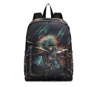 Zaino da viaggio con scheletro che suona la batteria, zaino leggero per la scuola, per adulti, adolescenti, studenti, ragazzi e ragazze, Skeleton suona la batteria, Taglia unica