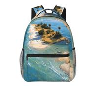 Zaino da viaggio con sfondo stampato sull'isola, zaino da viaggio per studenti, uomo e donna, zaino per computer portatile, zaino casual per viaggio/università/lavoro