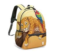 Zaino da viaggio con stampa leopardata vivace ara, 40,6 cm, foresta pluviale tropicale, natura, fauna selvatica, giungla, stampa su tutta la superficie, 02, L, Casual