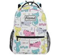 Zaino Da Viaggio Custom Personalized Colorful Cute Cat With Name