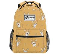 Zaino Da Viaggio Custom Personalized Cute Dogs Yellow Corgi Puppies Bones With Name Backpack Vintage Zainetto Unisex Borsone Per Campeggio Office Lavoro