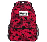 Zaino Da Viaggio Custom Personalized Dinosaurs Red Grunge With Name