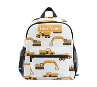 Zaino Da Viaggio Custom,Personalized With Name/Text,Industrial Car Excavator And Trucks On White Zaino Scuola Durevole Borsone Vintage Backpack Per Uso Quotidiano Lavoro Campeggio