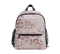 Zaino Da Viaggio Custom,Personalized With Name/Text,Leopard Print Cheetah Flower Gold Zaino Scuola Classico Borsone Durevole Backpack Per Office Lavoro Uso Quotidiano